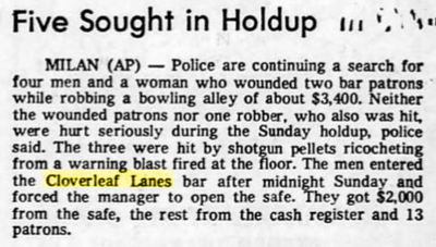 Cloverleaf Lanes - Nov 1974 Robbery